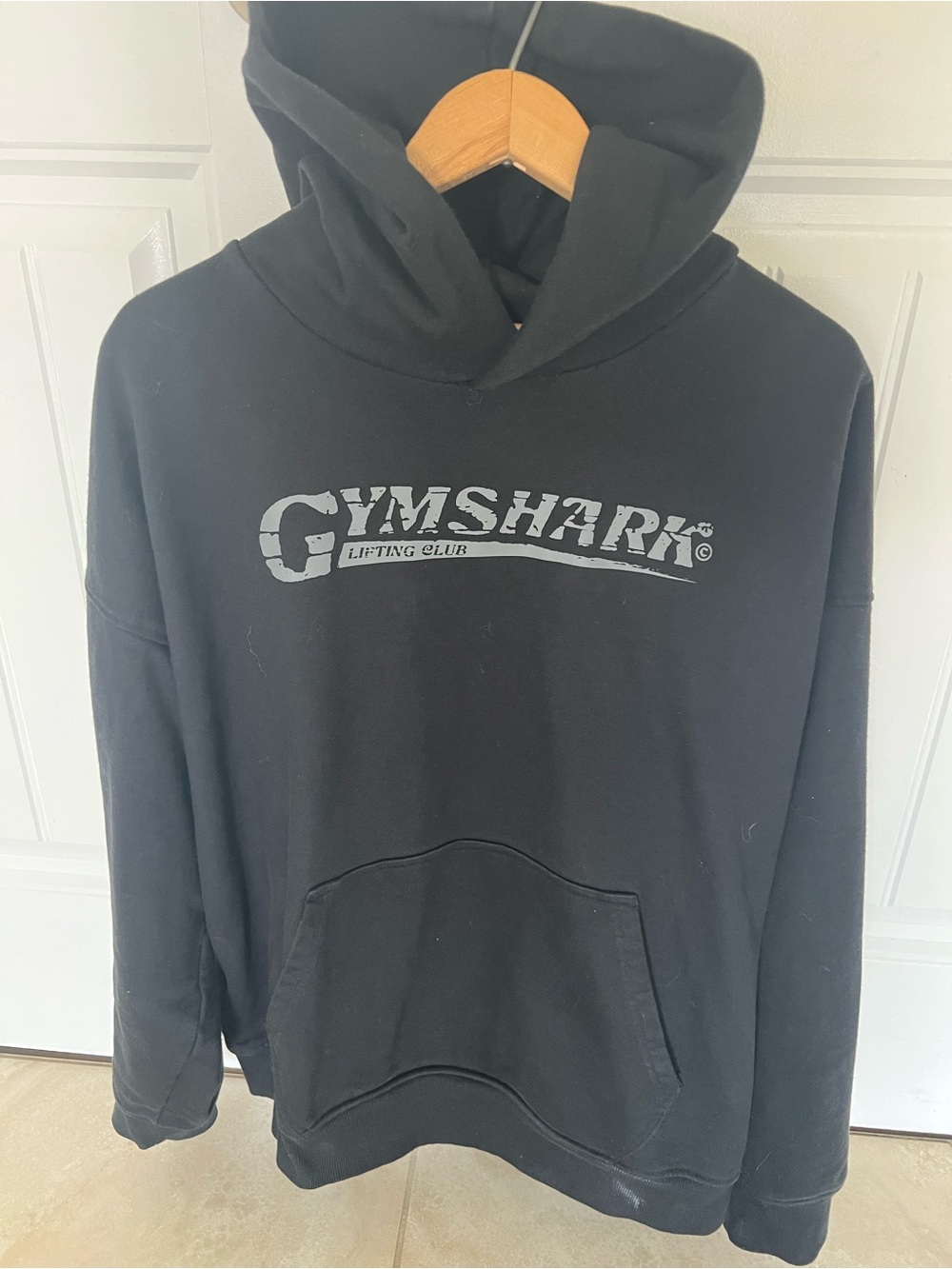 Gymshark Black Hoodie with Gray Logo - Men's Pullover